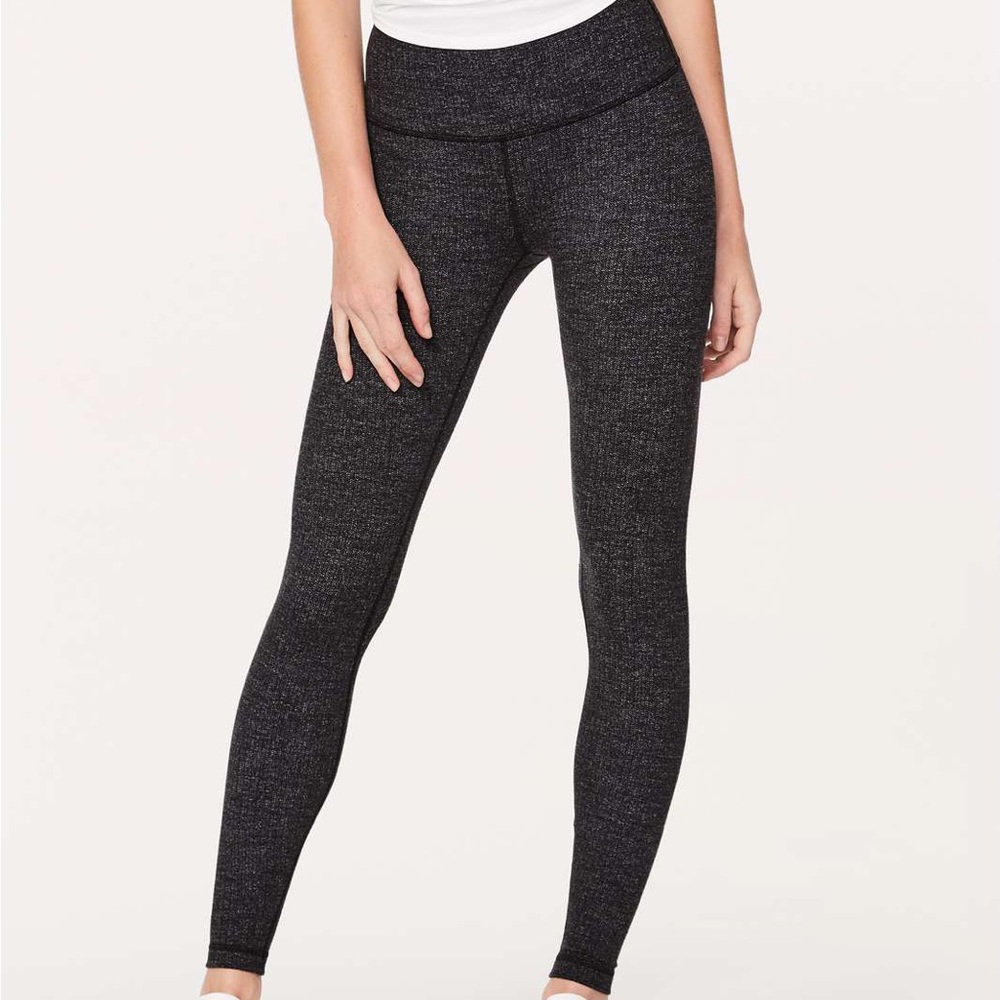Lululemon Wunder Under- Variegated Knit Brushed Luon Heathered Black 28 inches